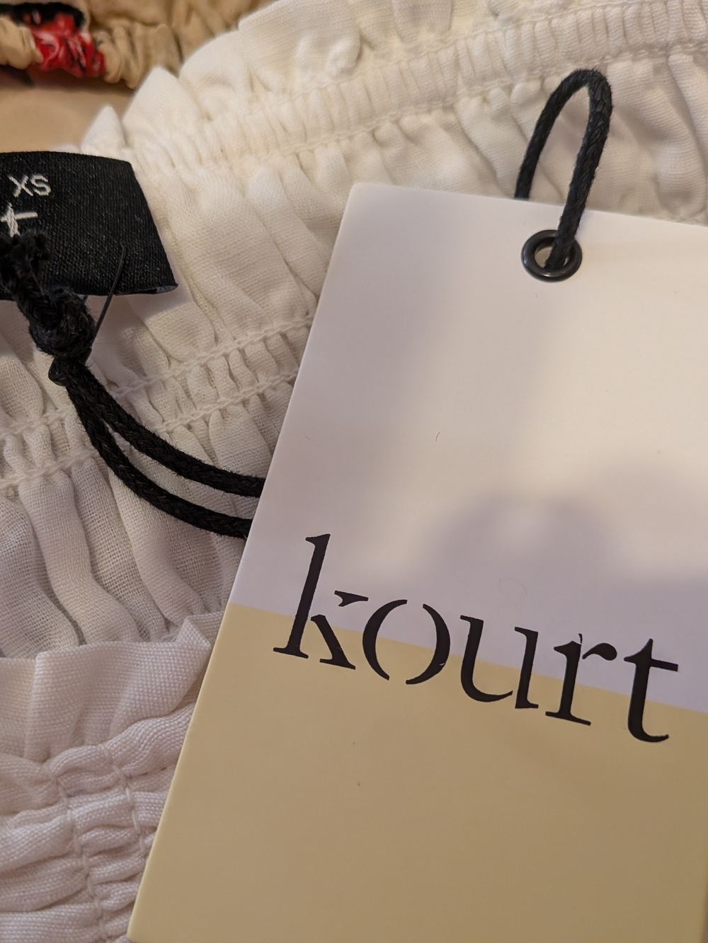 NWT "MALTA" Dress By KOURT. Smocked Puff-Sleeve White Midi Dress XS - Picture 2 of 7